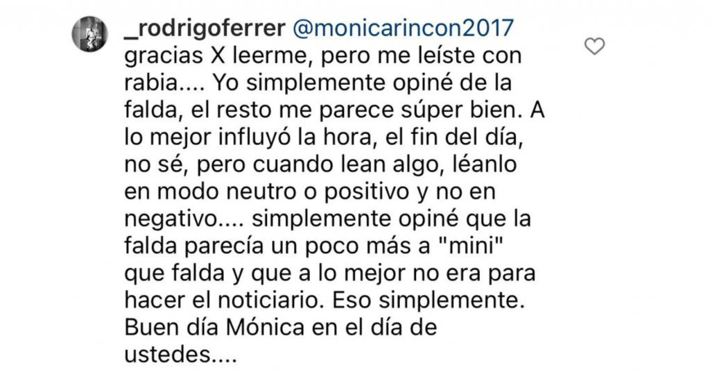 comentario en foto de Mónica Rincón 