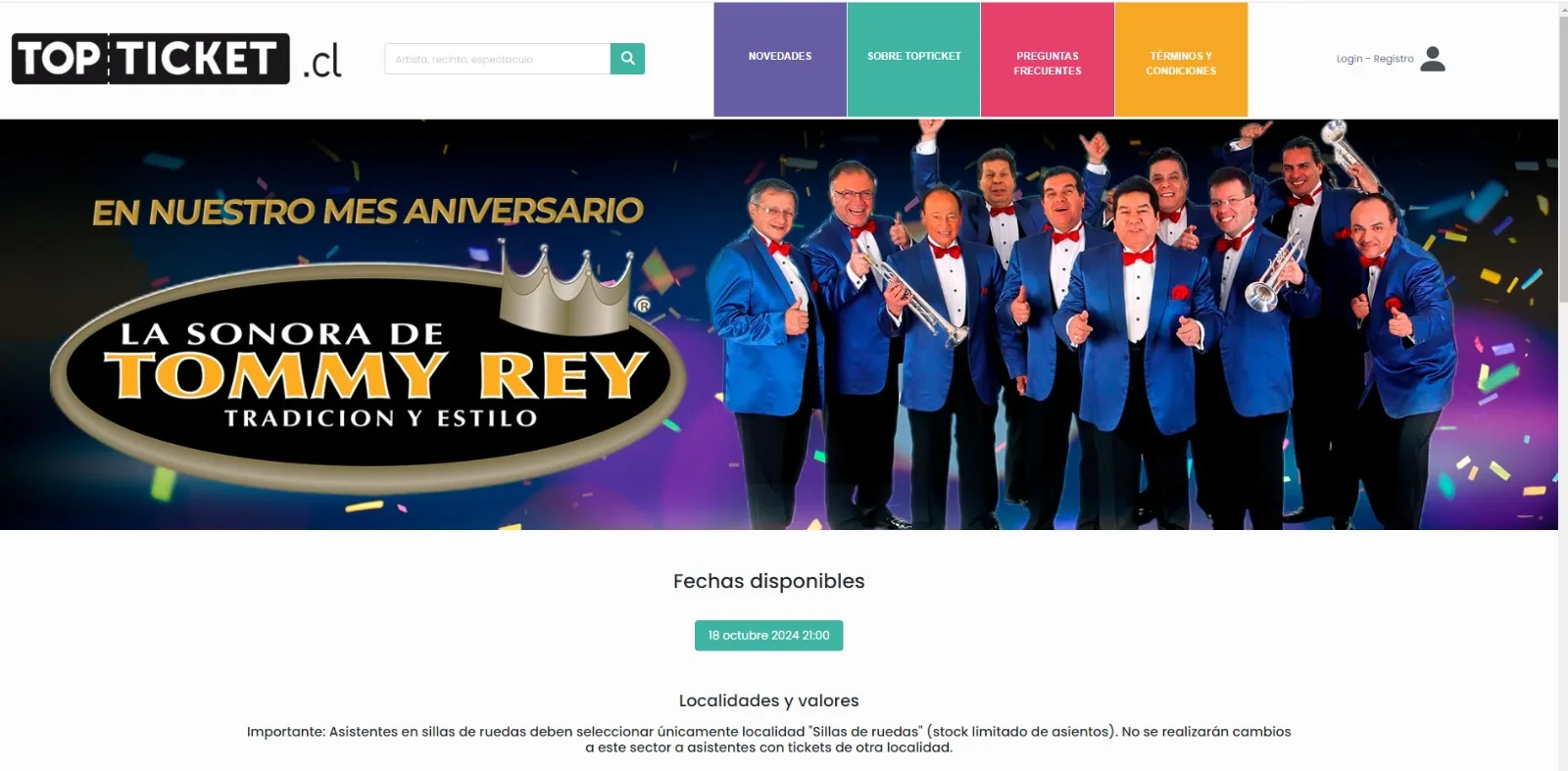 Entradas Para La Sonora De Tommy Rey